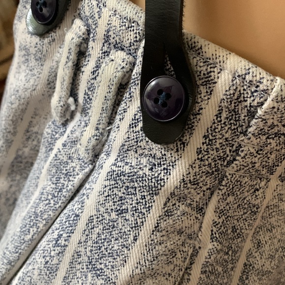 Vtg 80s striped denim pleated front suspender jeans 26 waist - Picture 5 of 13